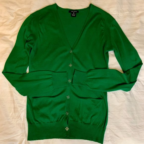 Women's Pink Tartan Button Up Cardigan Knit 100% Pima Cotton Kelly Green Size XS - Picture 6 of 14